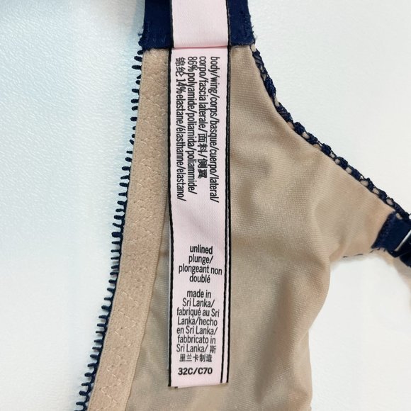 NWOT Victoria's Secret Bra 32C Unlined Plunge Blue Beige B145 - Picture 8 of 10